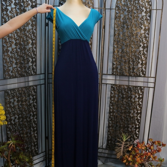 Tiffany Rose Jewel Block, Elegant  Comfy Maternity Maxi Dress, Biscay Blue - Picture 5 of 10